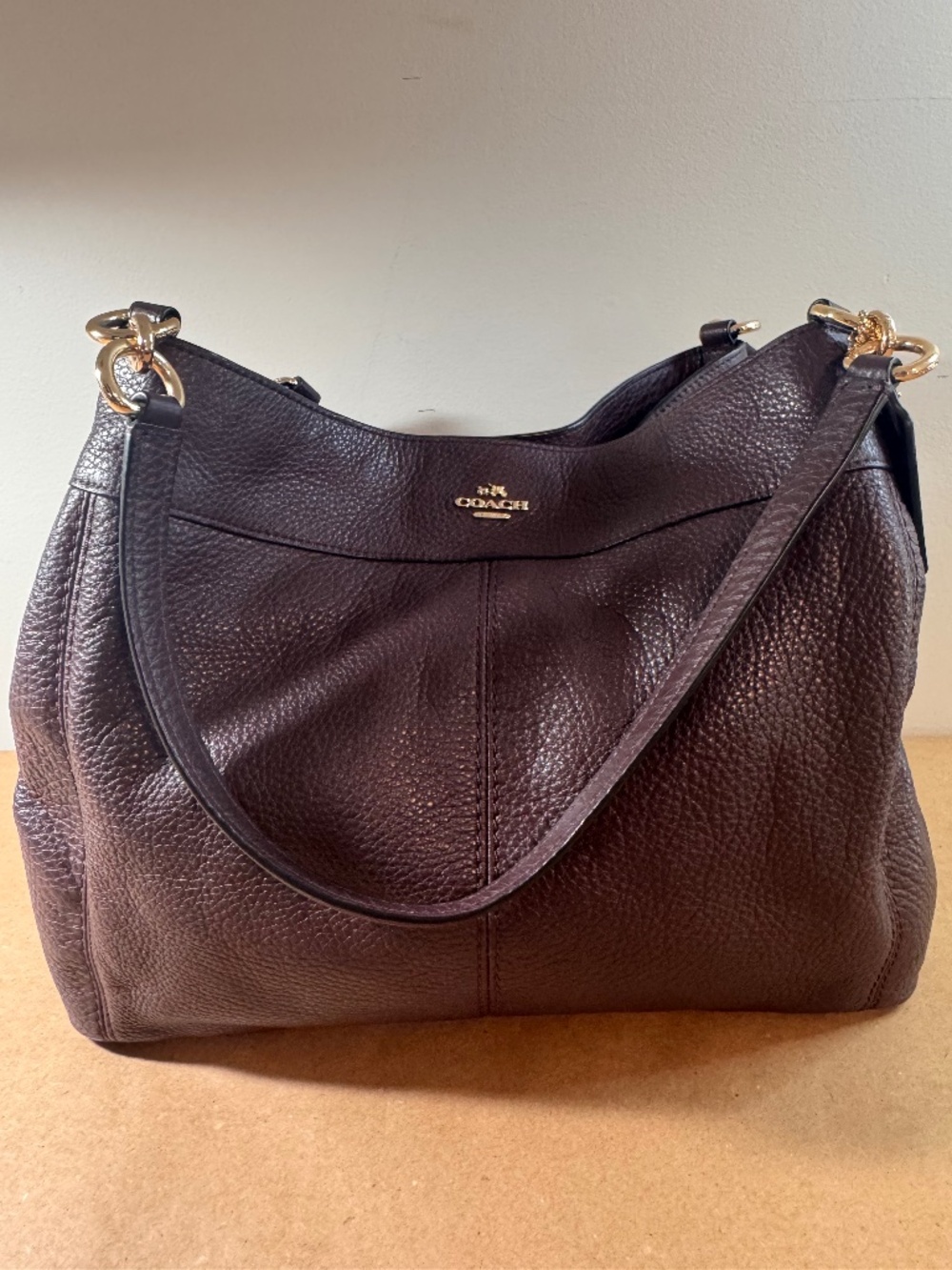 Coach Lexy Pebbled Leather Shoulder Bag Brown F57545